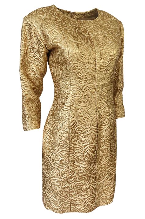 ysl fall 1991 gold dress|Fall 1991 Yves Saint Laurent Documented Gold Brocade Shift Dress.